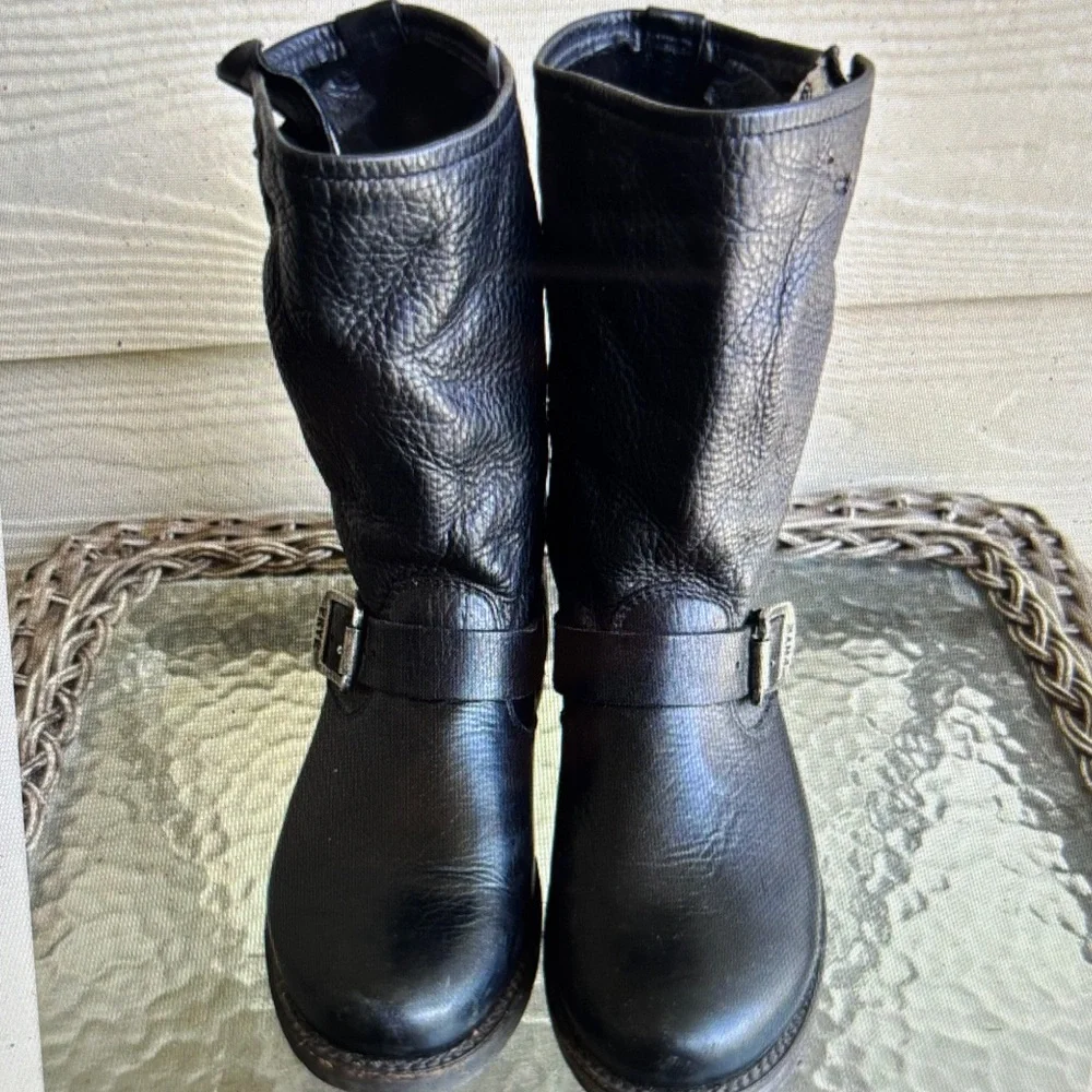 Black Leather Buckle Boots - Picture 5 of 8